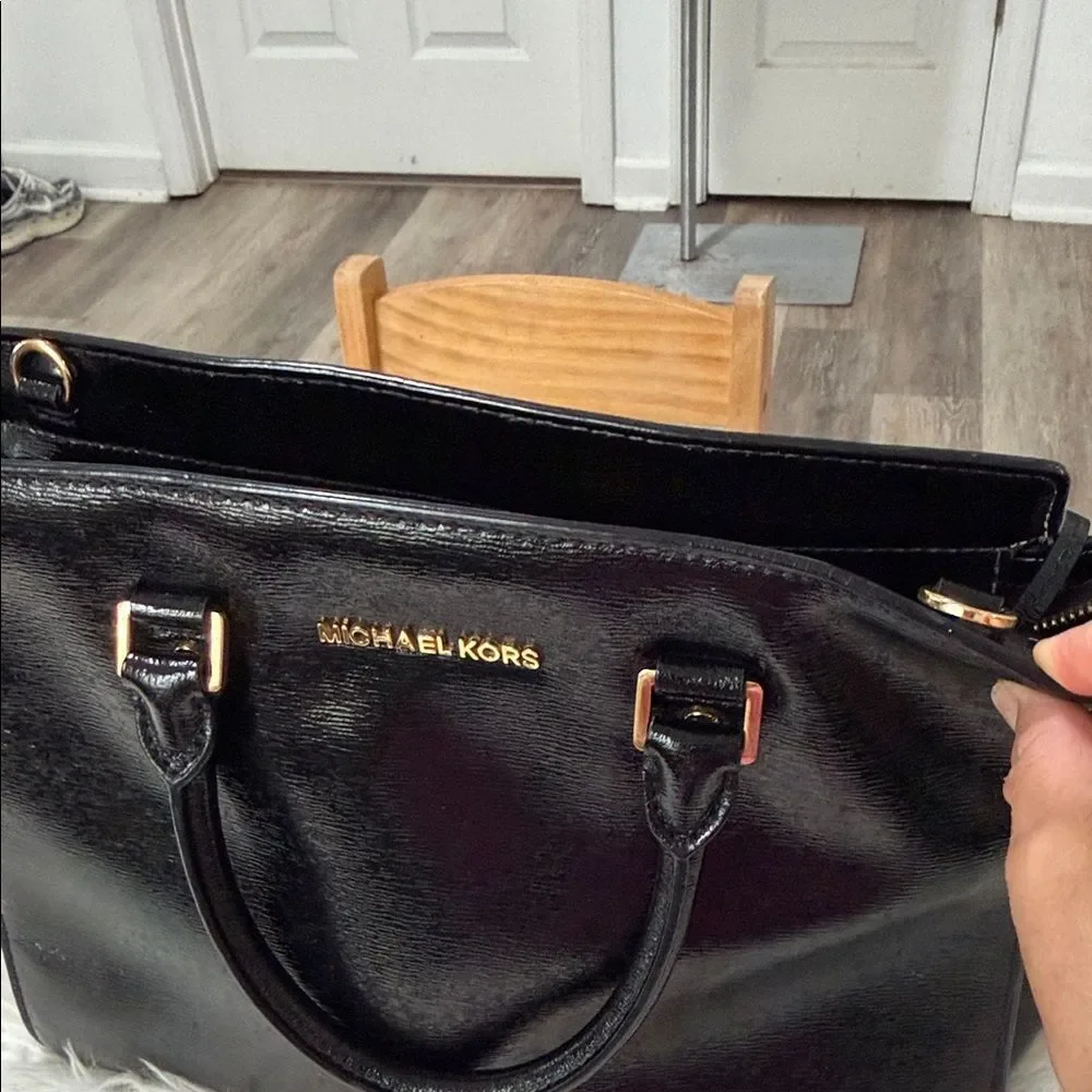 Michael Kors Shiny Black Satchel - Picture 10 of 12